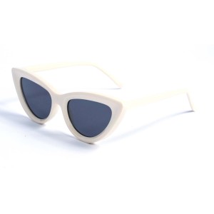 Жіночі сонцезахисні окуляри 12932 бежеві з темно-синьою лінзою 