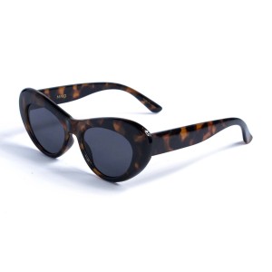 Женские сонцезащитные очки 12934 леопардовые с чёрной линзой 