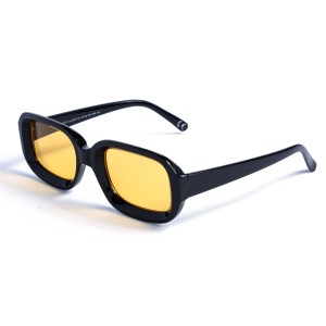 Женские сонцезащитные очки 12936 чёрные с жёлтой линзой 