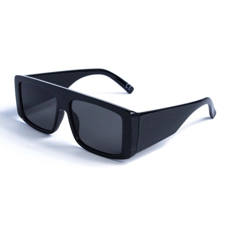 Женские сонцезащитные очки 12941 чёрные с чёрной линзой 