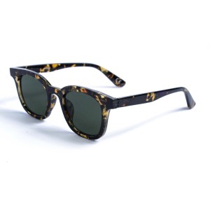 Жіночі сонцезахисні окуляри 12957 леопардові з зеленою лінзою 
