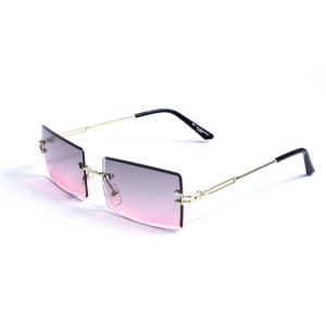 Женские сонцезащитные очки 12964 золотые с чёрной градиент линзой 