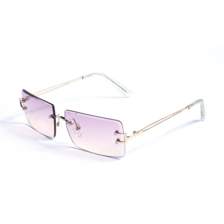 Жіночі сонцезахисні окуляри 12973 золоті з рожевою лінзою 