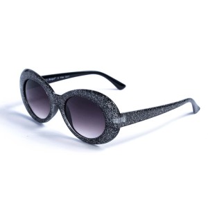 Женские сонцезащитные очки 12974 чёрные с чёрной линзой 