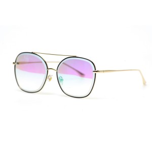 Жіночі сонцезахисні окуляри 10784 золоті з рожевою лінзою 