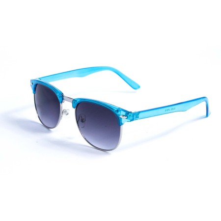 Женские сонцезащитные очки 12982 синие с чёрной градиент линзой 