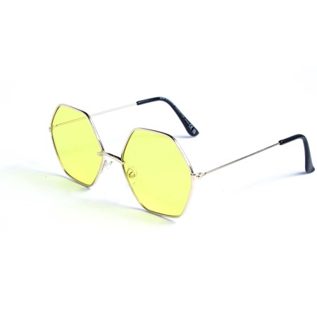 Женские сонцезащитные очки 12997 золотые с жёлтой линзой 
