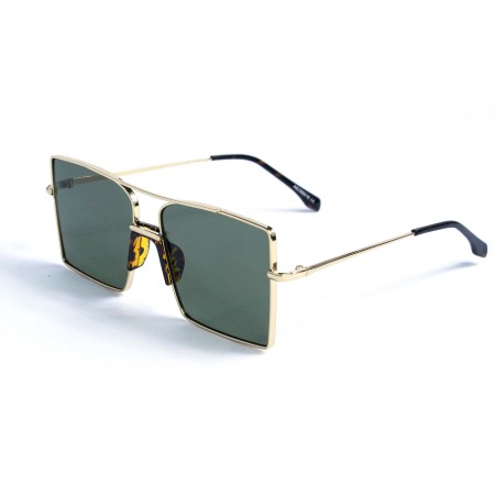 Жіночі сонцезахисні окуляри 13012 золоті з зеленою лінзою 