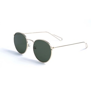 Женские сонцезащитные очки 13018 золотые с зелёной линзой 
