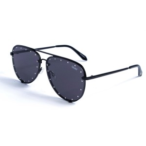 Женские сонцезащитные очки 13020 чёрные с чёрной линзой 