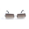 Женские сонцезащитные очки 13021 серебряные с коричневой линзой 