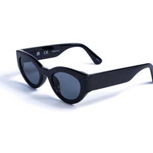 Женские сонцезащитные очки 13029 чёрные с чёрной линзой 