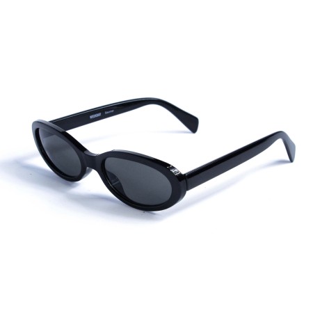 Женские сонцезащитные очки 13034 чёрные с чёрной линзой 