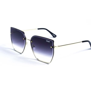 Женские сонцезащитные очки 13038 золотые с чёрной градиент линзой 
