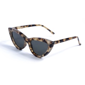 Женские сонцезащитные очки 13043 леопардовые с чёрной линзой 