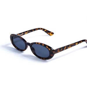 Женские сонцезащитные очки 13045 леопардовые с темно-синий линзой 