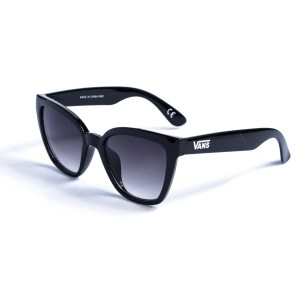 Женские сонцезащитные очки 13047 чёрные с чёрной линзой 