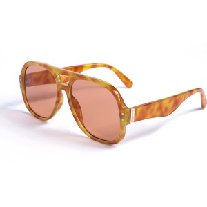 Женские сонцезащитные очки 13048 леопардовые с оранжевой линзой 
