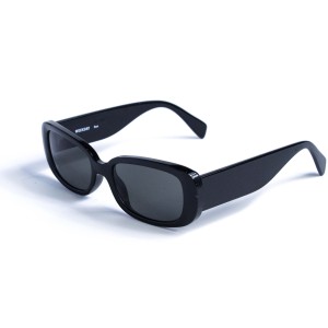 Женские сонцезащитные очки 13055 чёрные с чёрной линзой 