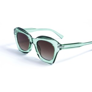 Женские сонцезащитные очки 13056 зелёные с коричневой линзой 