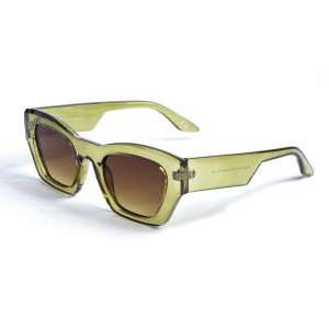 Женские сонцезащитные очки 13057 жёлтые с коричневой линзой 