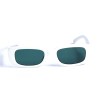 Женские сонцезащитные очки 13061 белые с зелёной линзой 