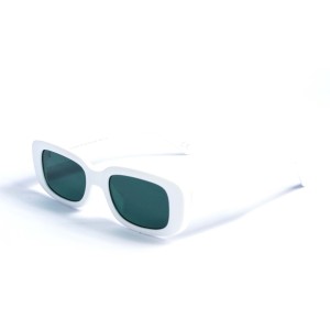 Жіночі сонцезахисні окуляри 13061 білі з зеленою лінзою 