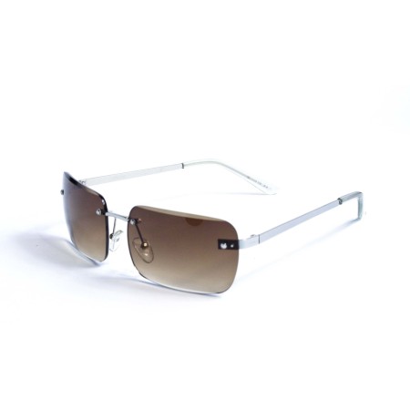 Женские сонцезащитные очки 13067 серебряные с коричневой линзой 