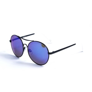 Жіночі сонцезахисні окуляри 13068 чорні з синьою лінзою 