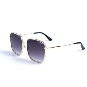Женские сонцезащитные очки 13081 золотые с темно-синий линзой 