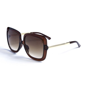 Женские сонцезащитные очки 13098 коричневые с коричневой линзой 
