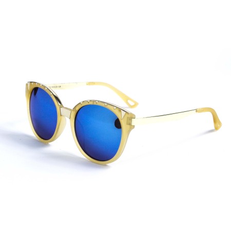 Жіночі сонцезахисні окуляри 13100 жовті з синьою лінзою 