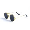 Женские сонцезащитные очки 13101 золотые с чёрной линзой 