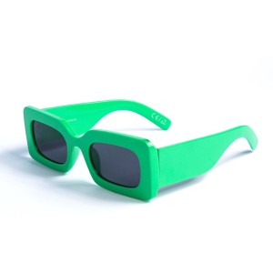 Женские сонцезащитные очки 13103 зелёные с чёрной линзой 