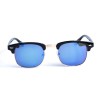 Женские сонцезащитные очки 13106 чёрные с синей линзой 