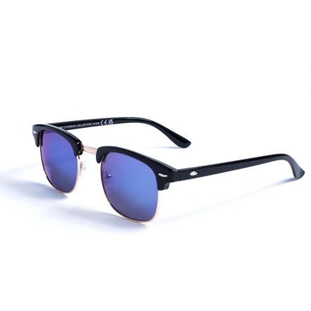 Жіночі сонцезахисні окуляри 13106 чорні з синьою лінзою 