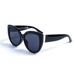 Женские сонцезащитные очки 13108 чёрные с чёрной линзой 