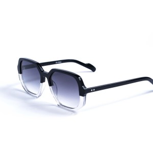 Женские сонцезащитные очки 13110 чёрные с чёрной градиент линзой 