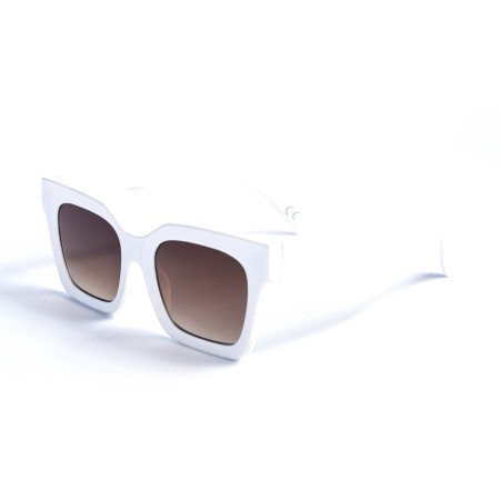 Женские сонцезащитные очки 13113 белые с коричневой линзой 