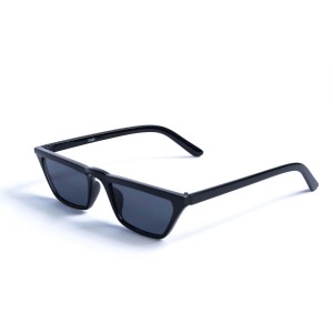 Женские сонцезащитные очки 13117 чёрные с чёрной линзой 