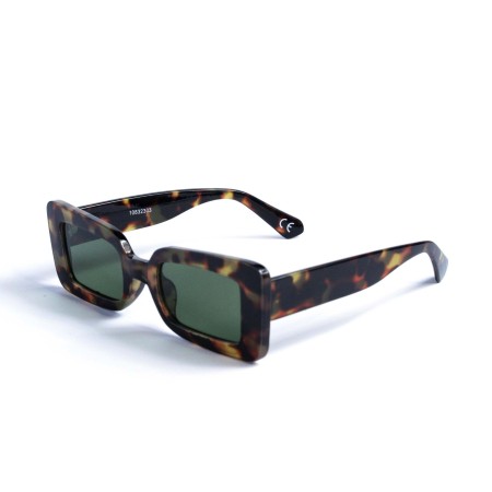 Женские сонцезащитные очки 13120 леопардовые с зелёной линзой 
