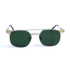 Жіночі сонцезахисні окуляри 13121 срібні з зеленою лінзою 