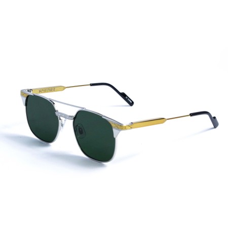 Жіночі сонцезахисні окуляри 13121 срібні з зеленою лінзою 