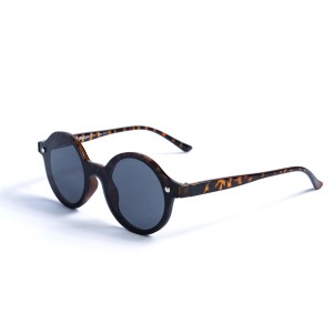 Женские сонцезащитные очки 13122 леопардовые с чёрной линзой 