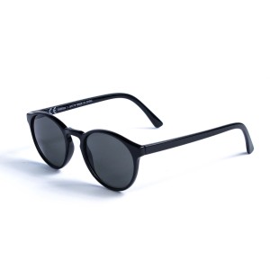 Женские сонцезащитные очки 13126 чёрные с чёрной линзой 