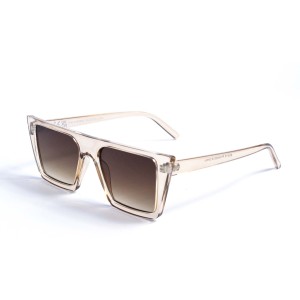 Женские сонцезащитные очки 13128 бежевые с коричневой линзой 
