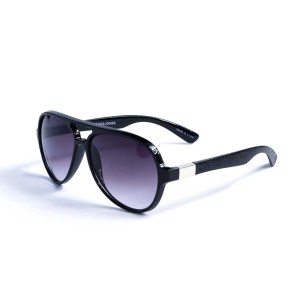 Женские сонцезащитные очки 13130 чёрные с чёрной линзой 