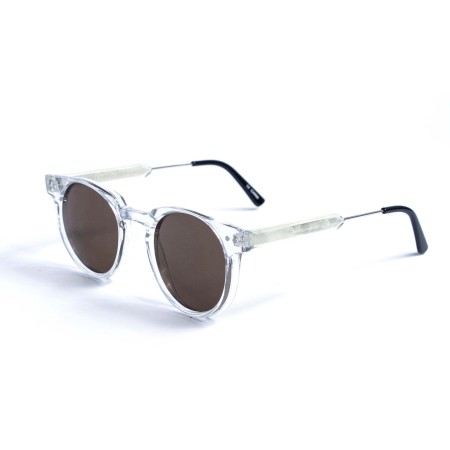 Жіночі сонцезахисні окуляри 13131 прозорі з коричневою лінзою 