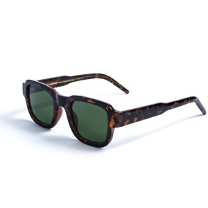 Женские сонцезащитные очки 13137 леопардовые с зелёной линзой 