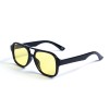 Женские сонцезащитные очки 13141 чёрные с жёлтой линзой 